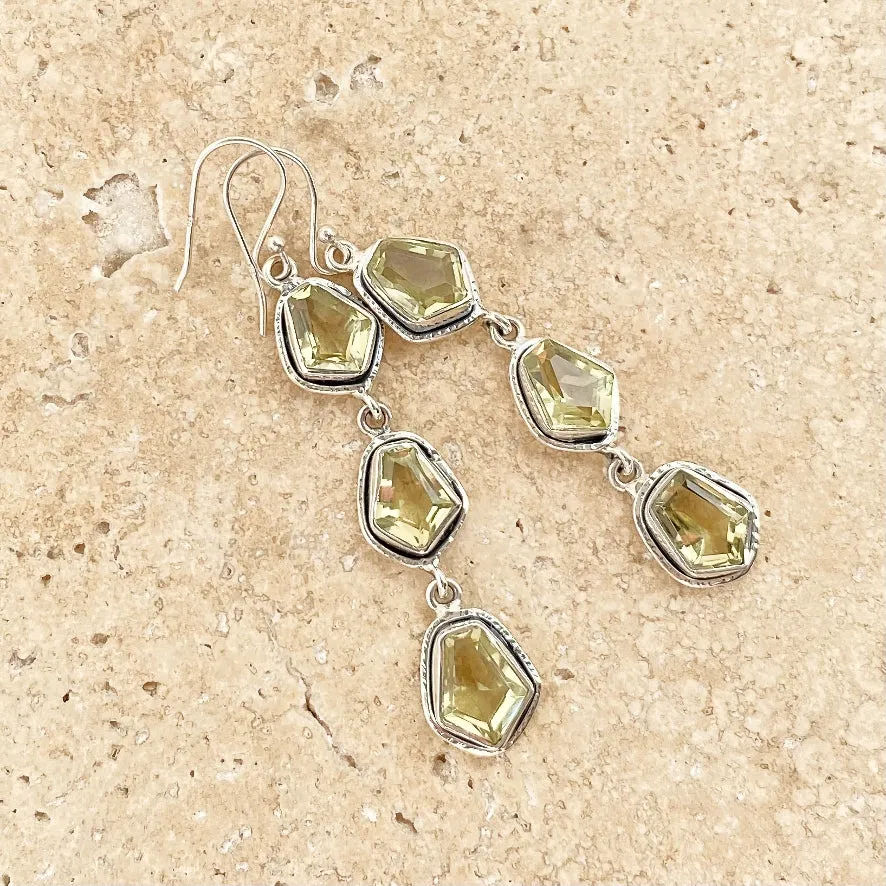 Lemon Quartz Multi Stone Drop Earrings - Melange