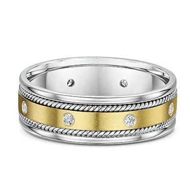 Men's 14k Two Tone Diamond Wedding Band