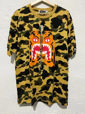 NEW Bape Tiger Zip Tee - Yellow Camo