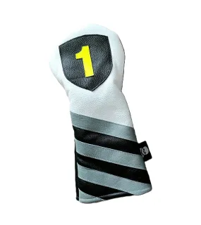 NEW! One of a Kind! Neon Badge & Diagonal Rugby Stripe Driver Headcover