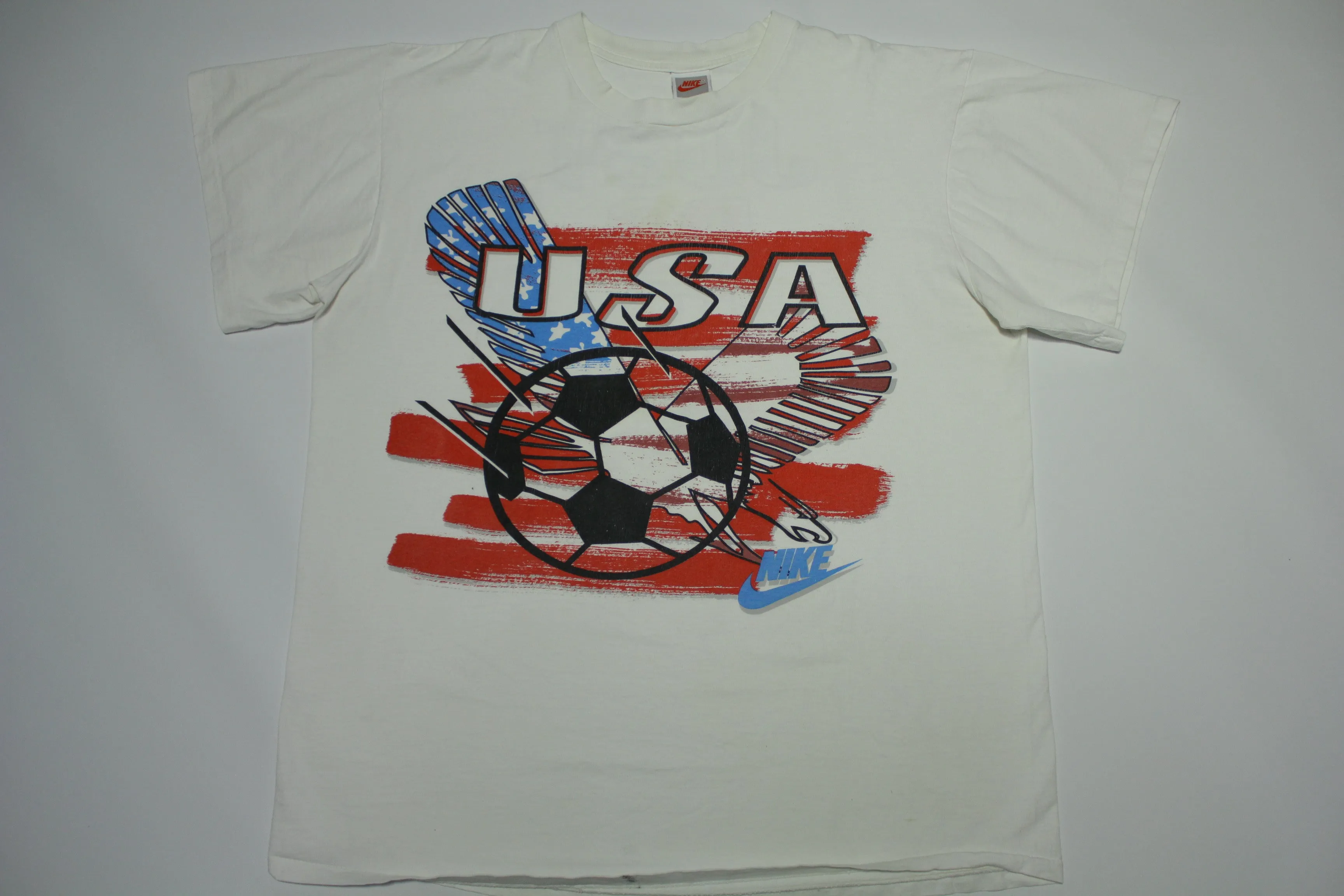 Nike Just Do It Vintage 90's Soccer Ball USA Grey Tag Single Stitch Made in USA T-Shirt