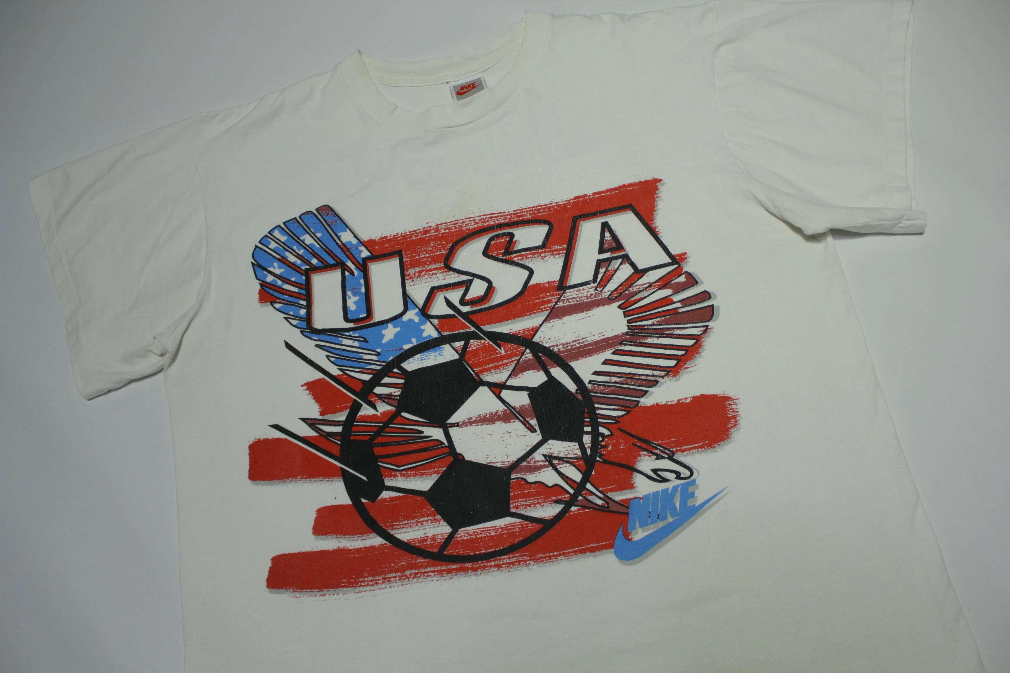 Nike Just Do It Vintage 90's Soccer Ball USA Grey Tag Single Stitch Made in USA T-Shirt