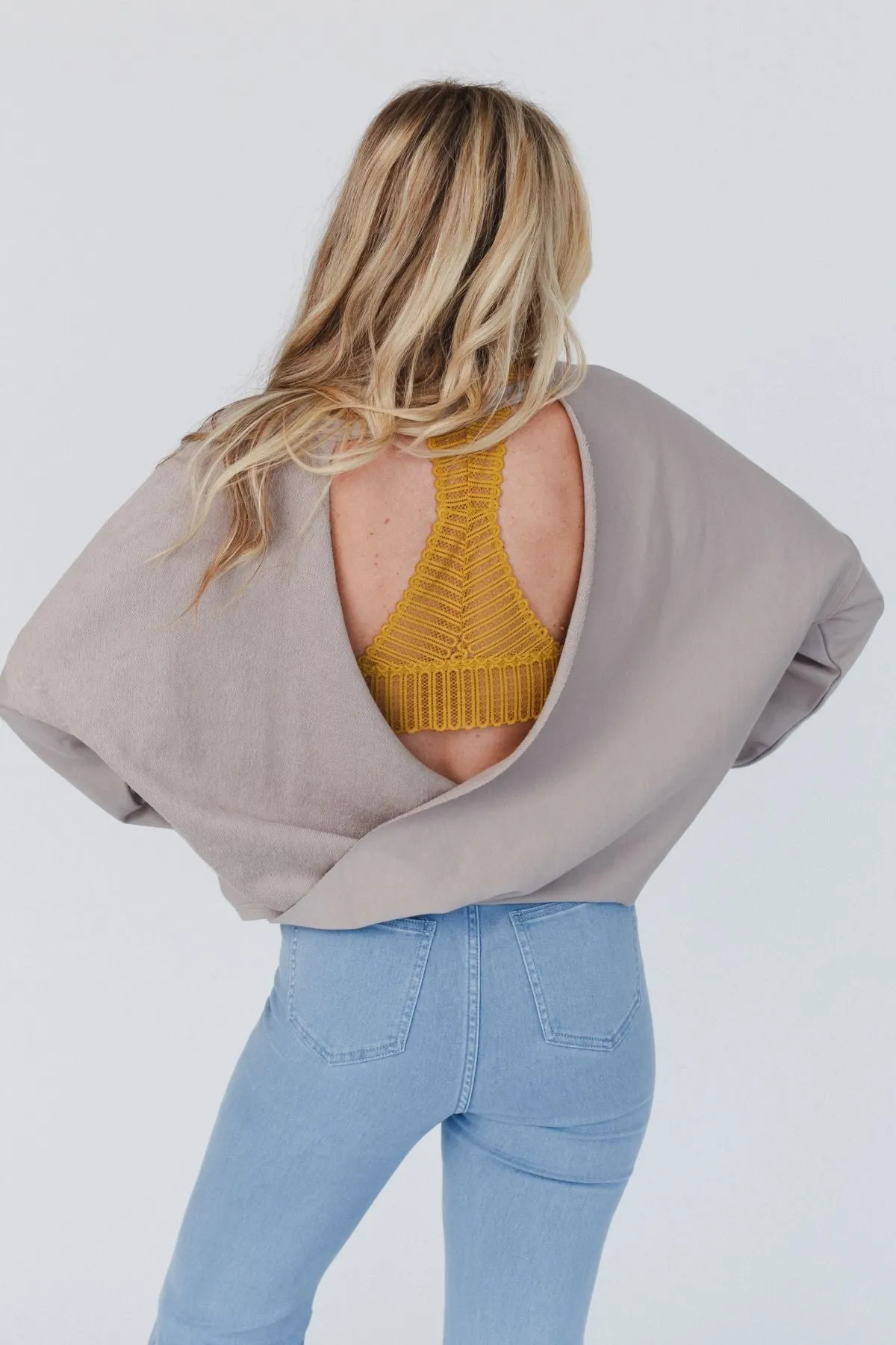 No Looking Back Cutout Top - Gray