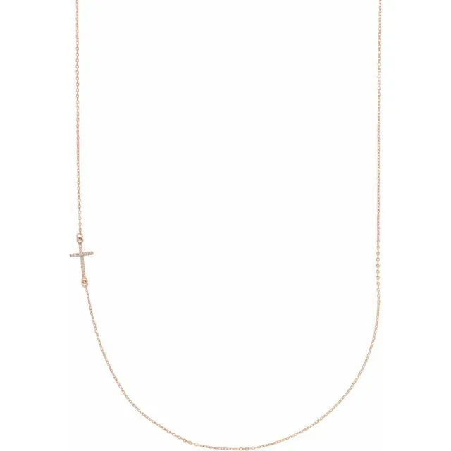 Off Center Sideways Cross Necklace