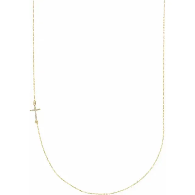 Off Center Sideways Cross Necklace