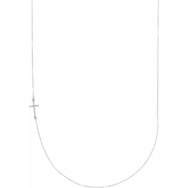 Off Center Sideways Cross Necklace