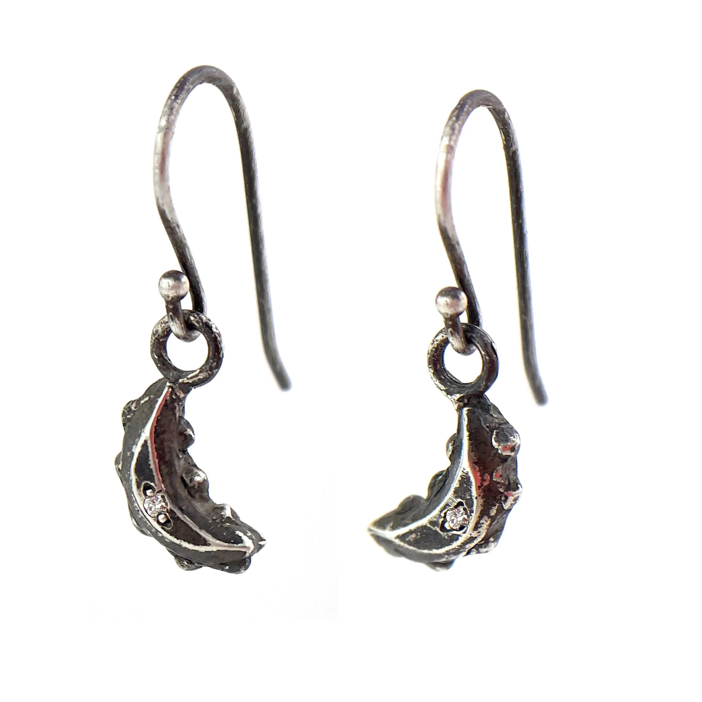 Petite MOON Classic Earrings - Sterling with Diamonds