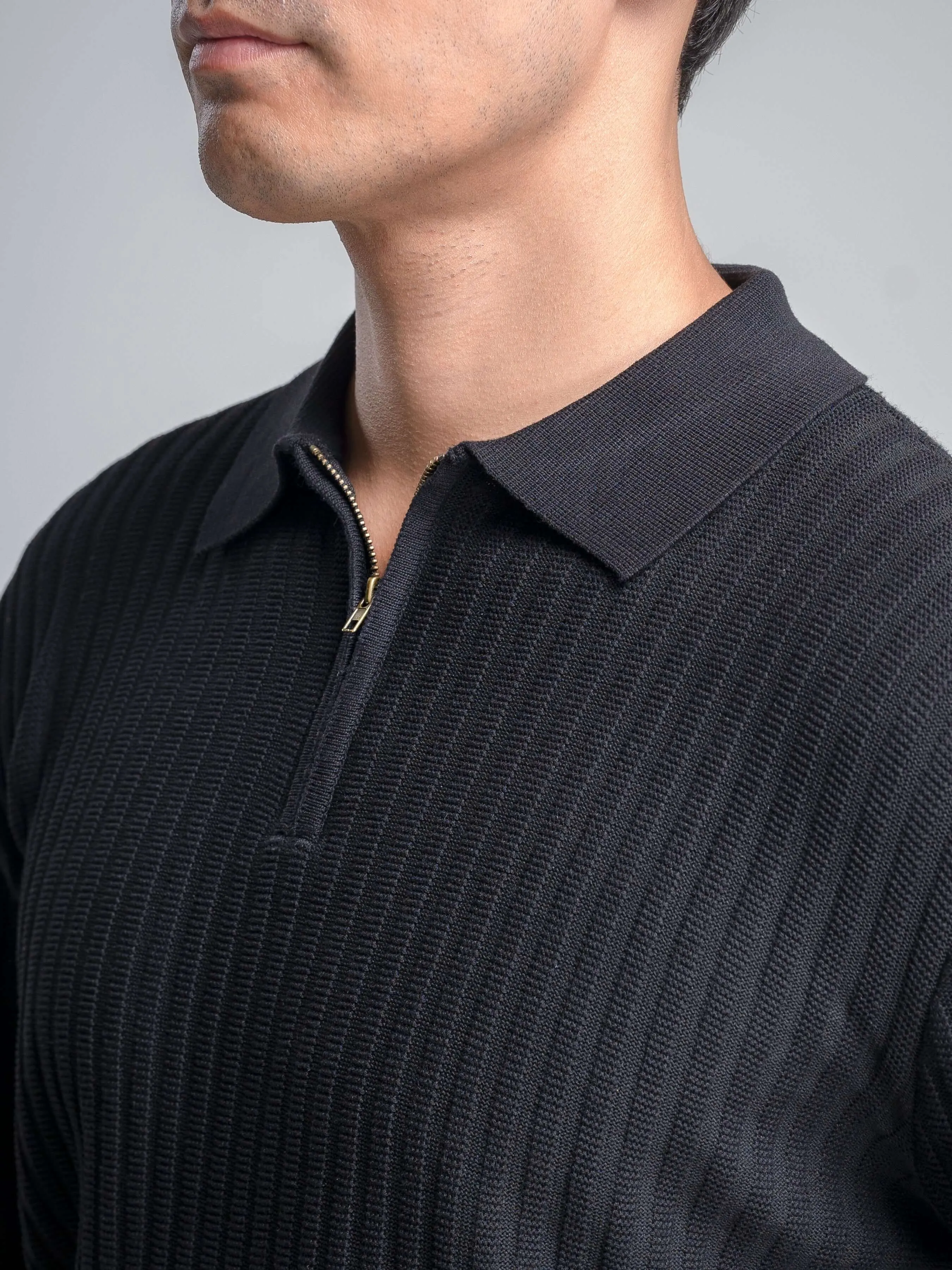 Raoul Knit - Black Quarter-Zip