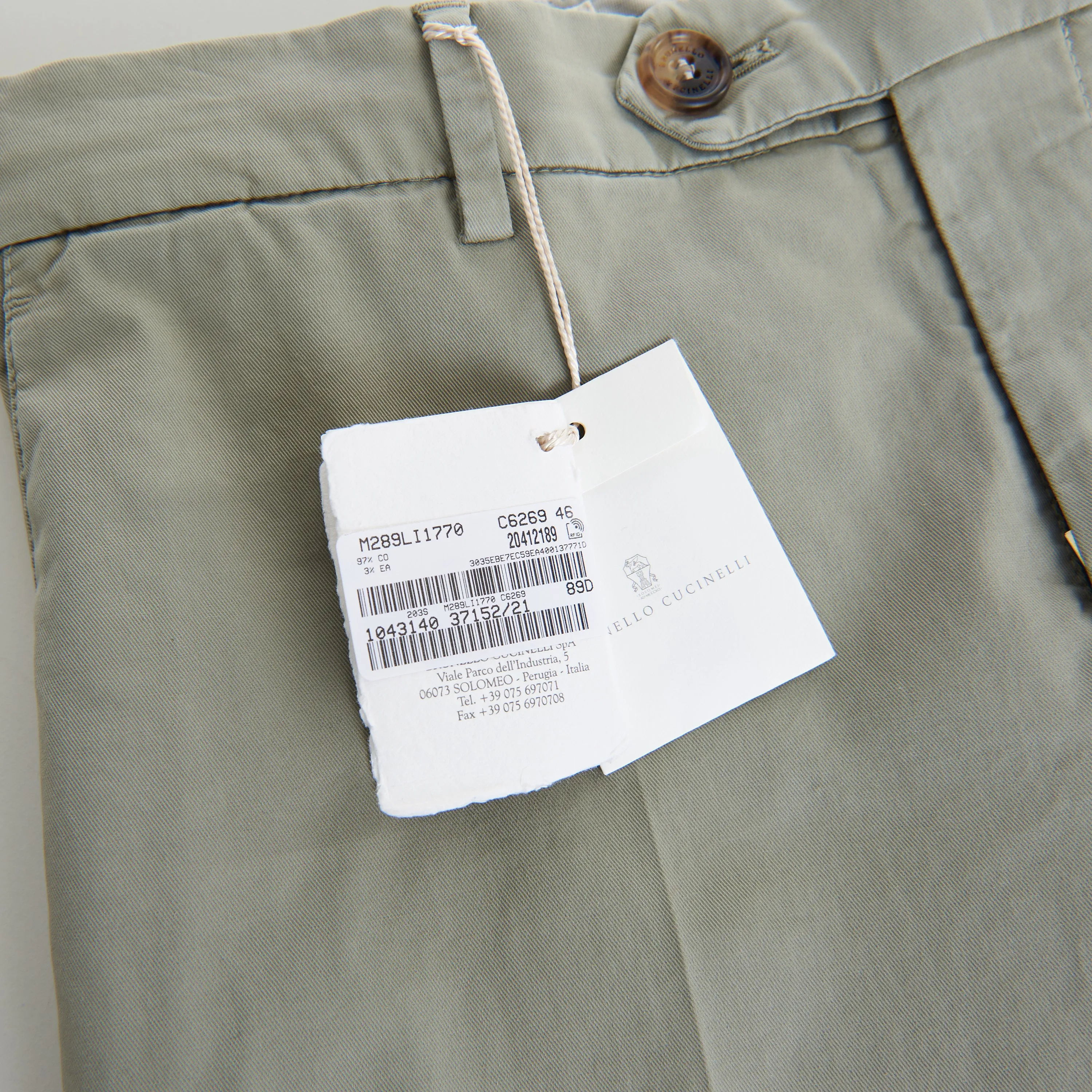 Sage Green Italian Fit Trousers / Pants - Pima Comfort Cotton Gabardine