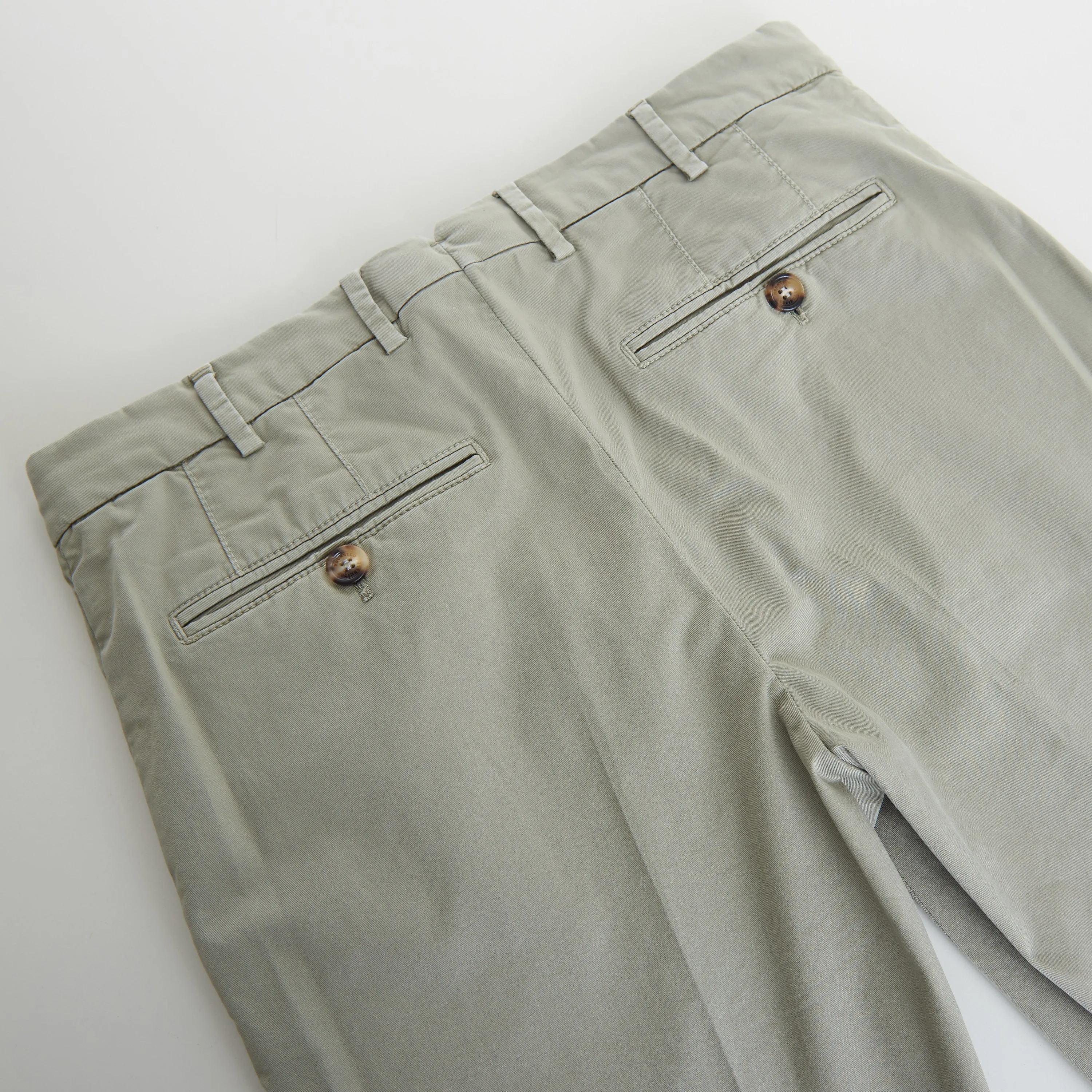 Sage Green Italian Fit Trousers / Pants - Pima Comfort Cotton Gabardine