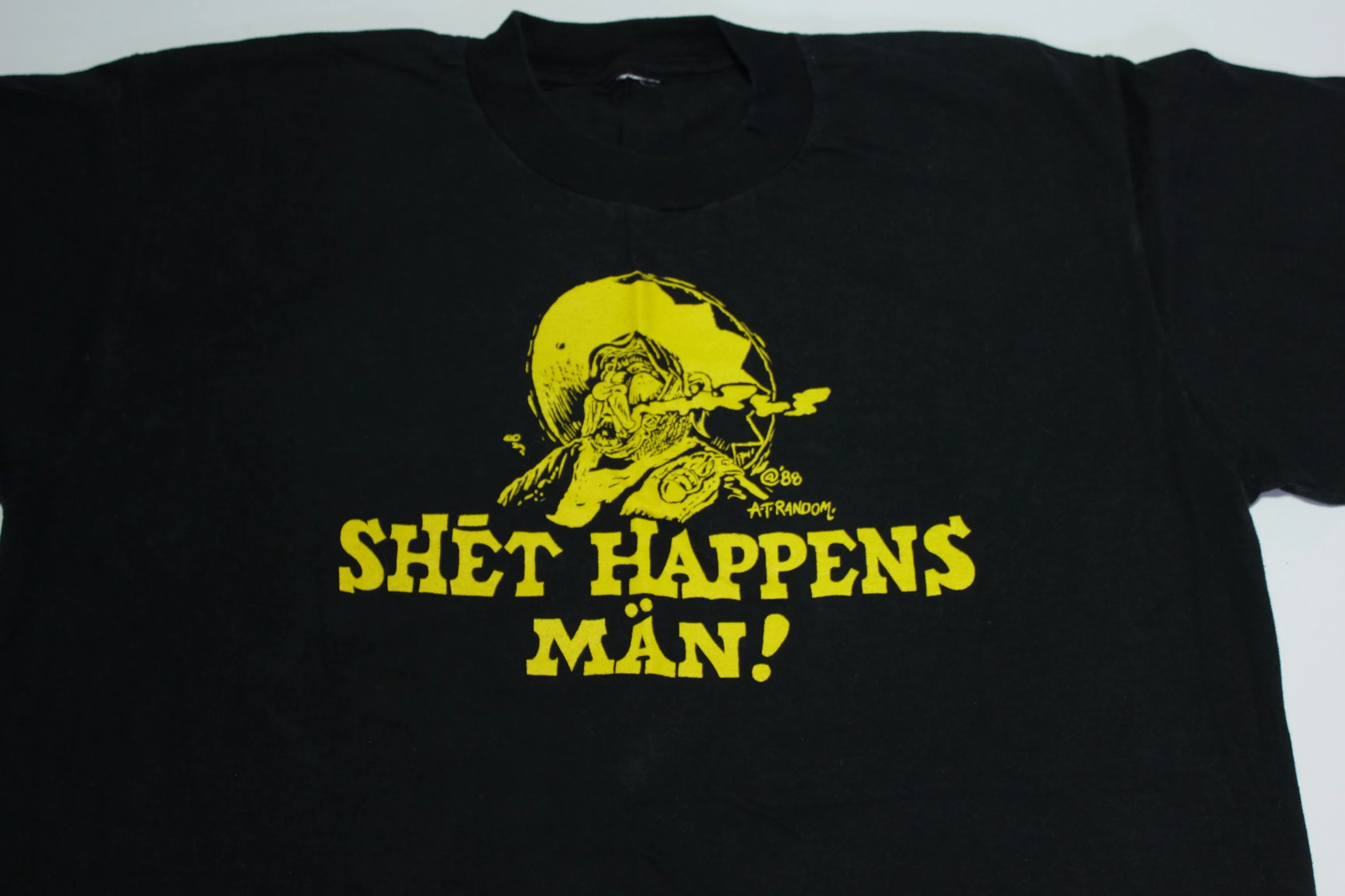 Shet Happens Man Vintage 1988 Funny Humor Single Stitch T-Shirt