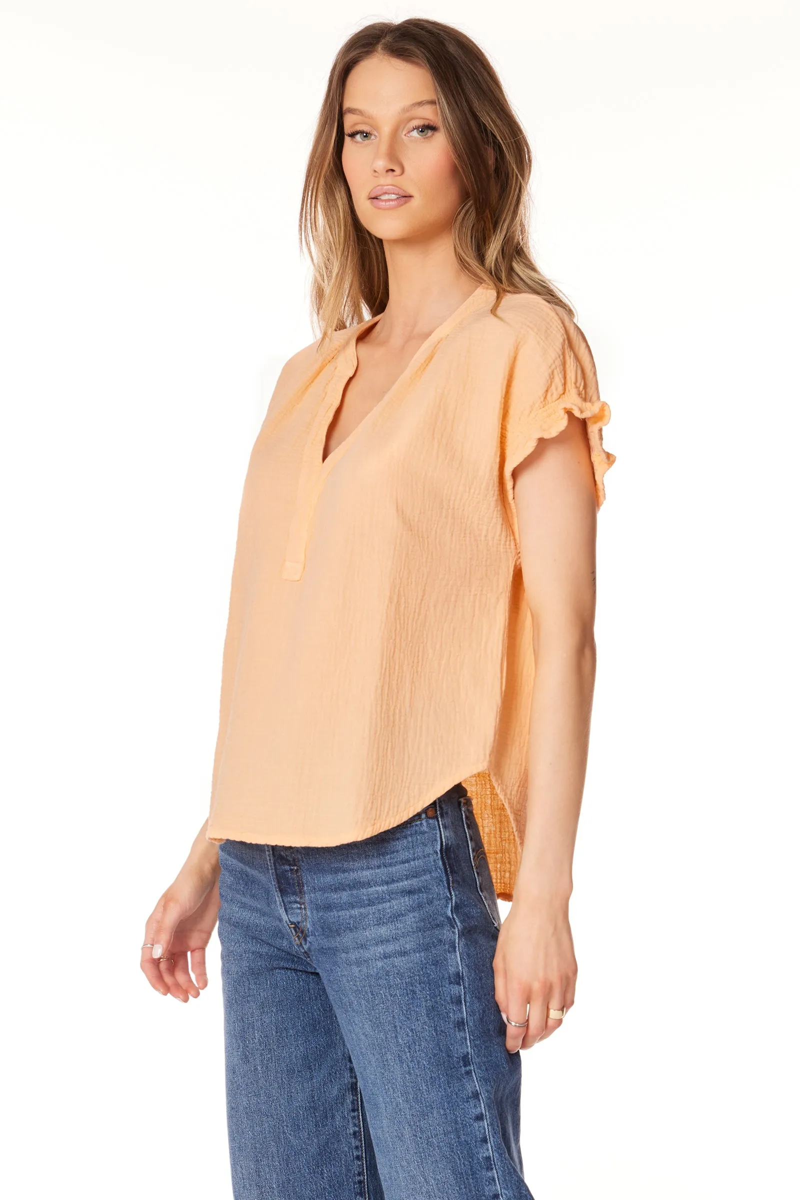 SHIRRED DOLMAN TOP