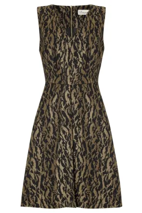 SOMERSET By Alice Temperley Black Jacquard Fit and Flare Dress (UK 10 - UK 12)