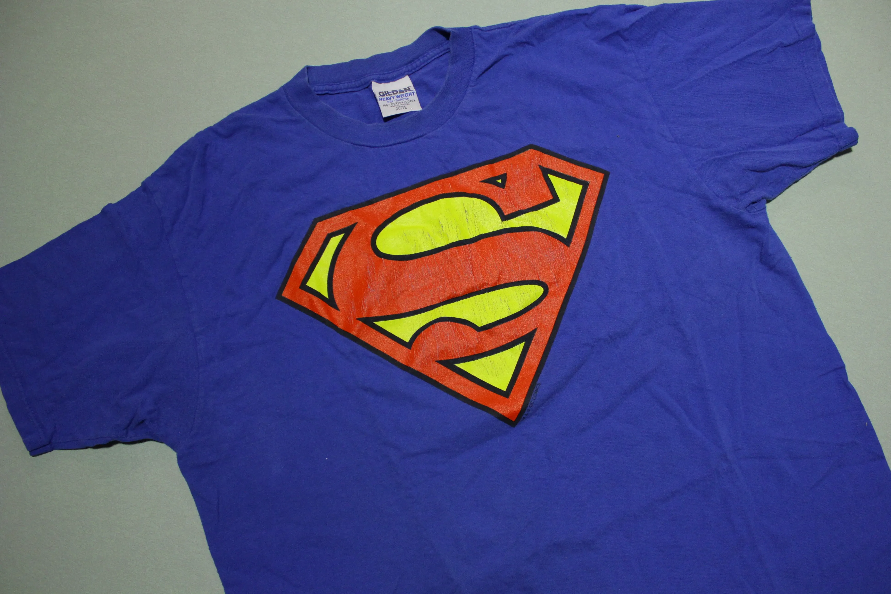 Superman DC Comics Big Emblem Chest Logo Vintage 90's Gildan Promo T-Shirt