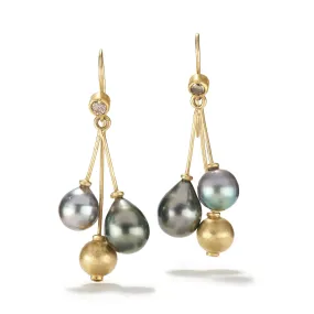 Tahitian Pearl and Diamond Earrings