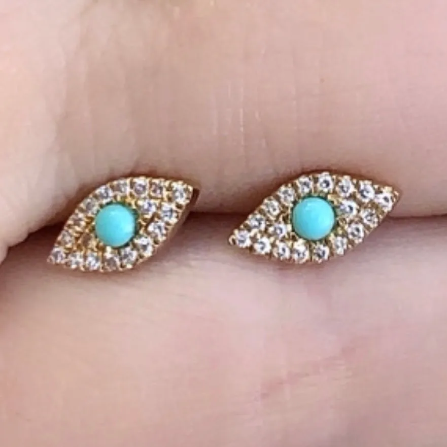 Turquoise Evil Eye Diamond Studs