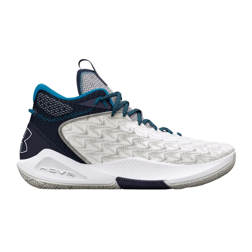 Under Armour Men's UA HOVR 5 Havoc Clone Basketball Shoes - White/Midnight Navy