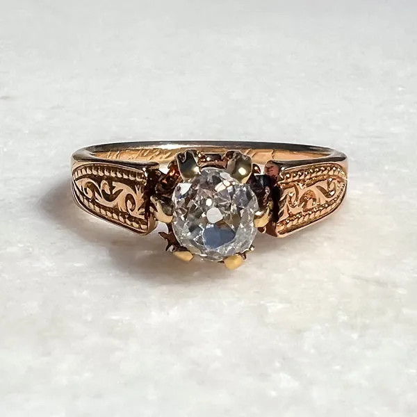 Victorian Engagement Ring, Old Mine 0.81ct.