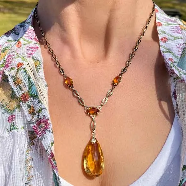 Vintage Citrine Briolette Necklace