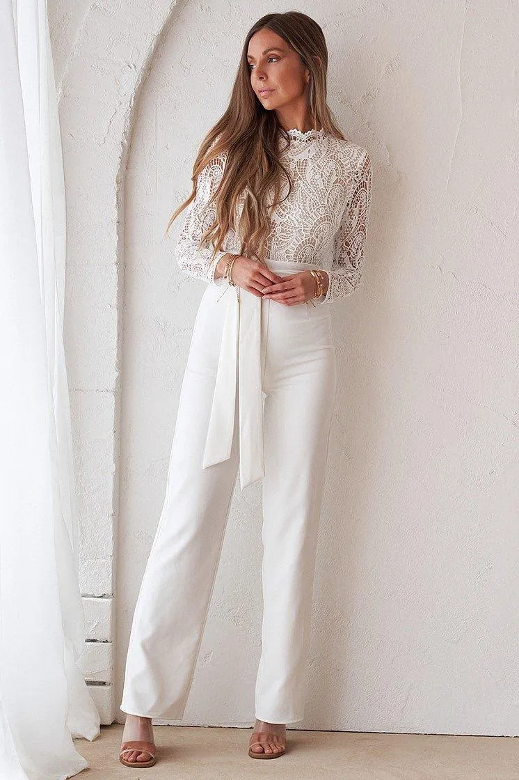 Willow Pantsuit - White/Nude