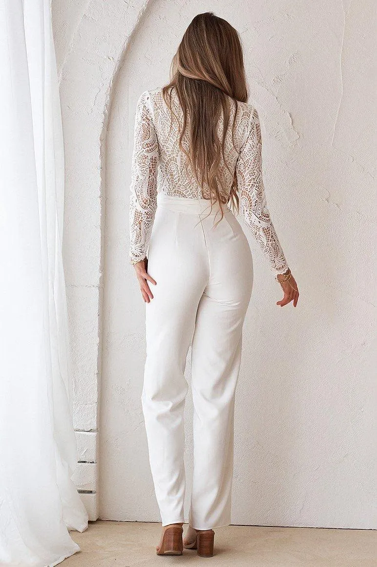 Willow Pantsuit - White/Nude