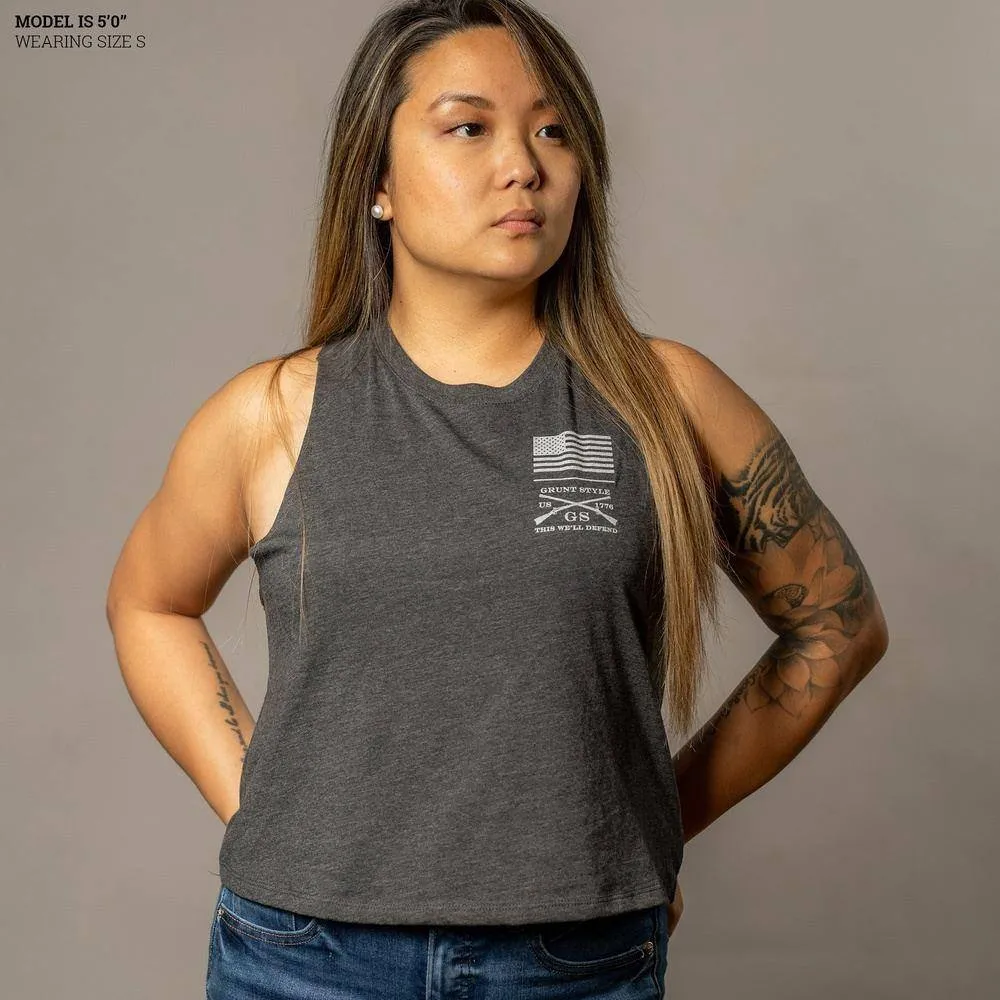 Women's I Survive Racerback Cropped Tank - Dark Heather Gray