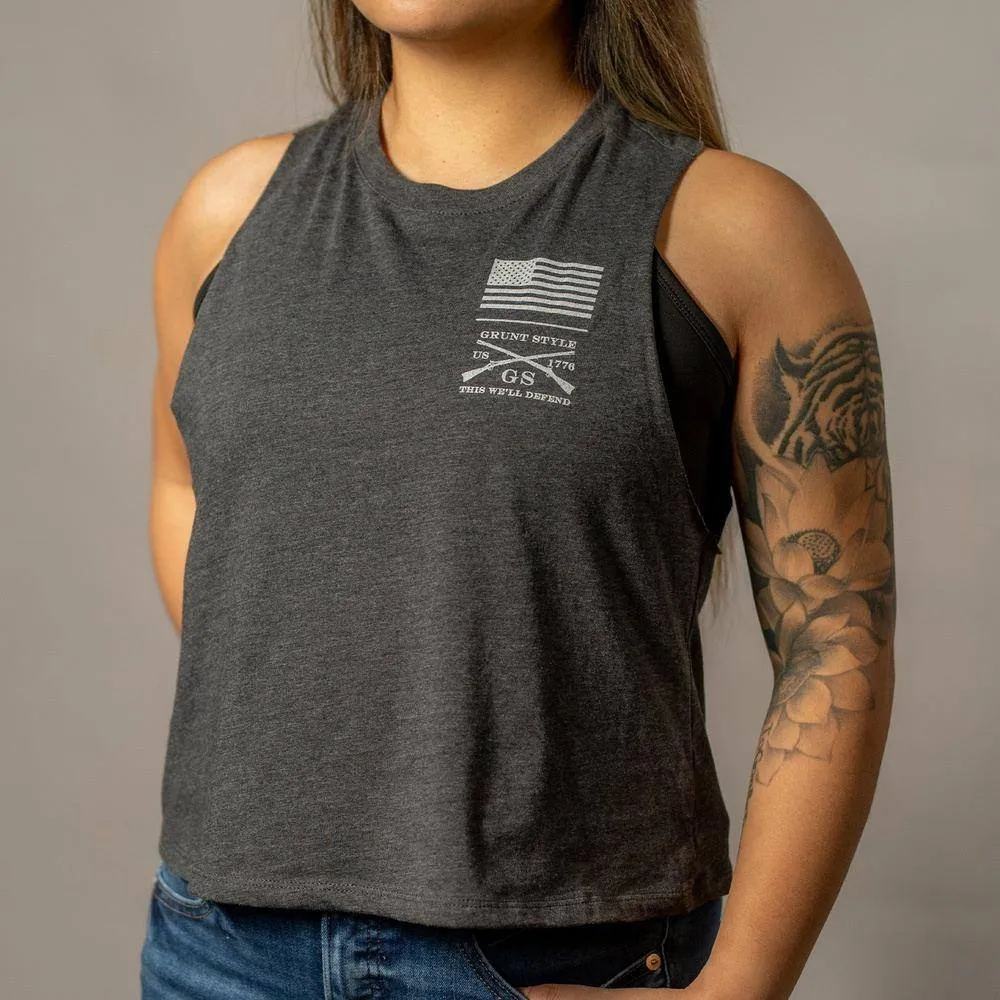 Women's I Survive Racerback Cropped Tank - Dark Heather Gray