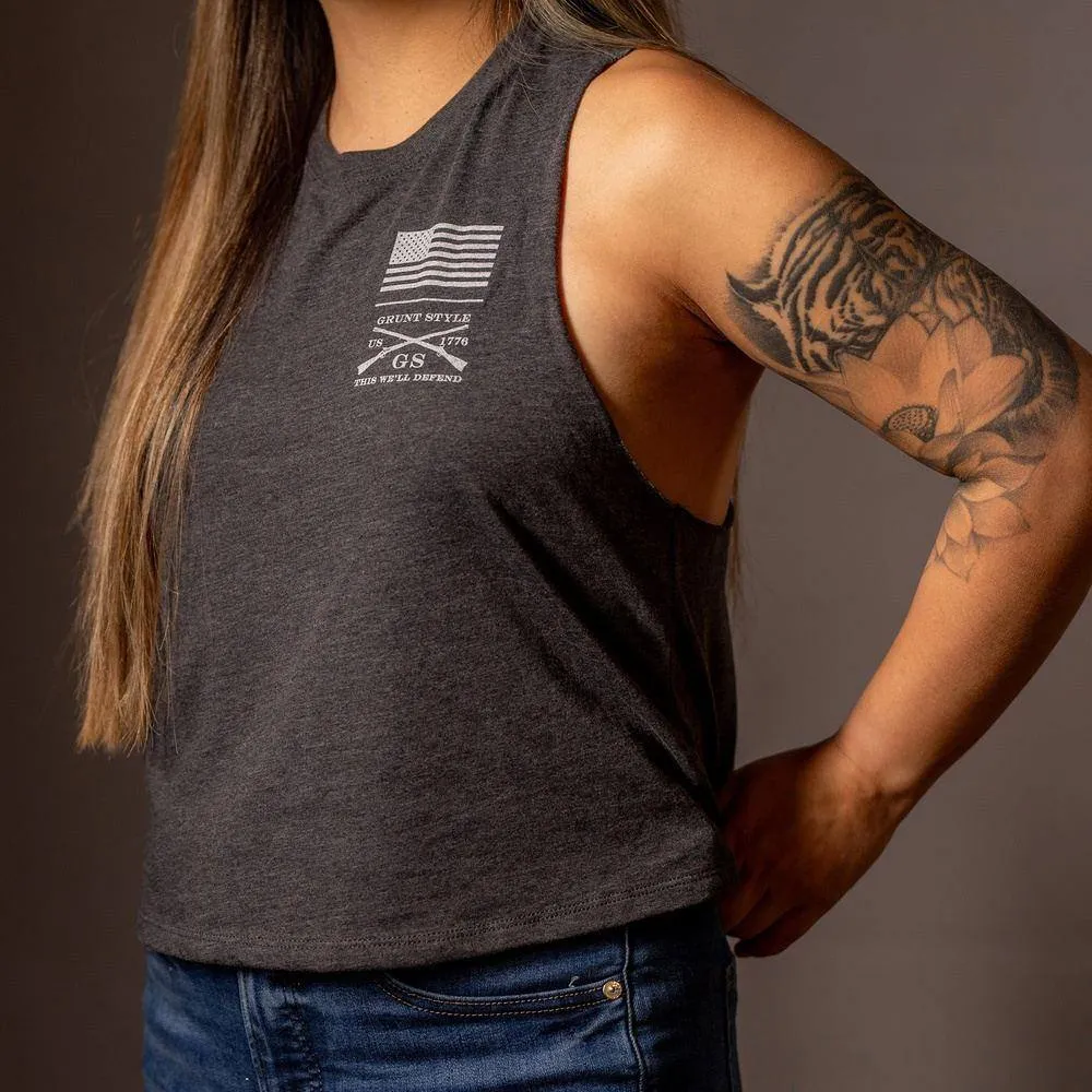 Women's I Survive Racerback Cropped Tank - Dark Heather Gray